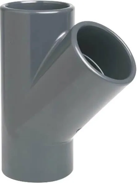 Conector T 45°, conexiuni prin lipire, PVC-U