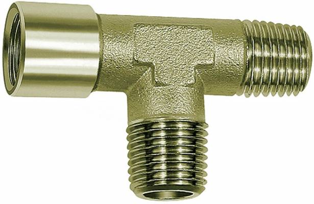 Conector T cu 2 filete exterioare R 3/8&QUOT; si 1 filet interior G 3/8&QUOT;, din alama nichelata