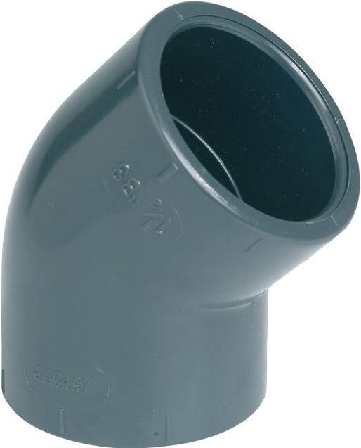 Cot 45°, conexiuni prin lipire, PVC-U