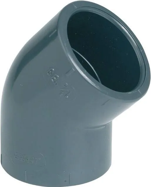 Cot 45°, conexiuni prin lipire, PVC-U