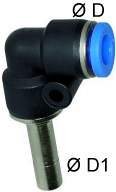 Cupla L push-in cu adaptor, seria Mini