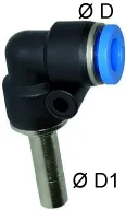 Cupla L push-in cu adaptor, seria Mini