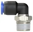 Cupla L push-in cu filet conic exterior etansat cu PTFE, seria standard