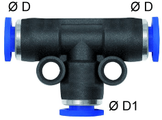 Cupla T push-in 4 mm - 4 mm, seria Mini