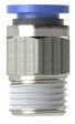 Cupla dreapta push-in cu filet conic exterior etansat cu PTFE, seria standard