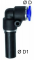 Cupla L 90° push-in 16mm cu adaptor 16mm, POM/alama