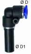 Cupla L 90° push-in cu adaptor, egala sau redusa