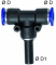 Cupla T push-in 6mm cu adaptor 10mm, POM/alama