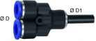 Cupla Y push-in 10mm cu adaptor 10mm, POM/alama