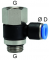 Cupla L rotativa cu 1 conexiune push-in si filet cilindric int./ext. cu O-ring