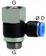 Cupla L rotativa cu 1 conexiune push-in si filet cilindric int./ext. cu O-ring