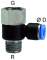 Cupla L rotativa cu 1 conexiune push-in 6mm si filet int. G 3/8&QUOT; / ext. R 3/8&QUOT;, POM/alama