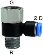 Cupla L rotativa cu 1 conexiune push-in si filet int./ext.