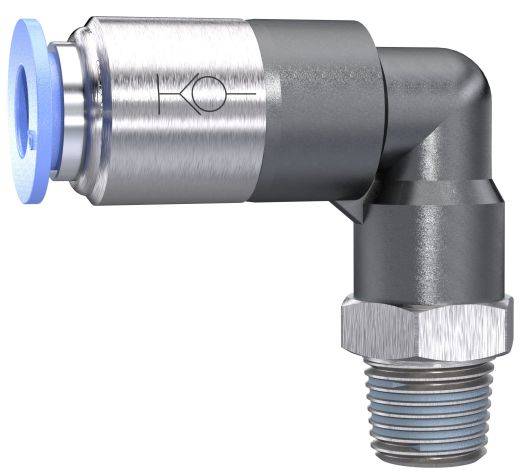 Cupla L push-in cu supapa - filet conic exterior etansat cu PTFE