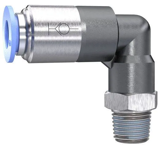 Cupla L push-in cu supapa - filet conic exterior etansat cu PTFE
