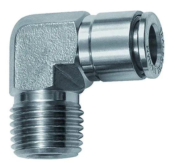 Cupla L push-in fixa cu filet conic, seria Inox