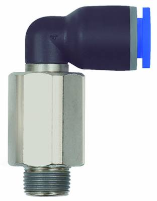 Cupla L push-in extins cu filet conic exterior etansat cu PTFE, seria standard
