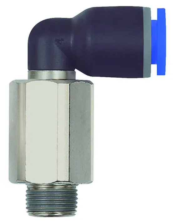 Cupla L push-in extins cu filet conic exterior etansat cu PTFE, seria standard