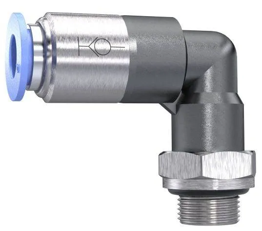 Cupla L push-in cu supapa - filet cilindric exterior si O-ring