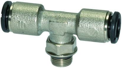 Cupla T push-in cu filet cilindric exterior si O-Ring, seria click-clock