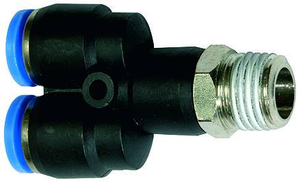 Cupla Y push-in, filet conic exterior etansat cu PTFE, seria standard, R 1/4&QUOT; - 10 mm