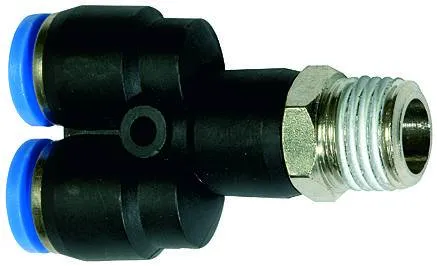 Cupla Y push-in, filet conic exterior etansat cu PTFE, seria standard