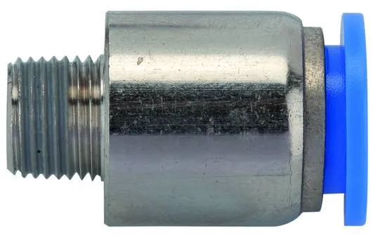 Cupla dreapta rotunda push-in cu filet conic exterior etansat cu PTFE, standard series