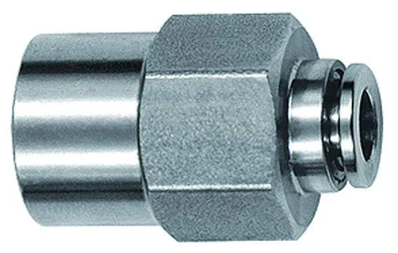 Cupla dreapta push-in cu filet interior, seria Inox