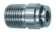 Cupla dreapta rotunda push-in, cu filet exterior si hexagon intern, seria Inox