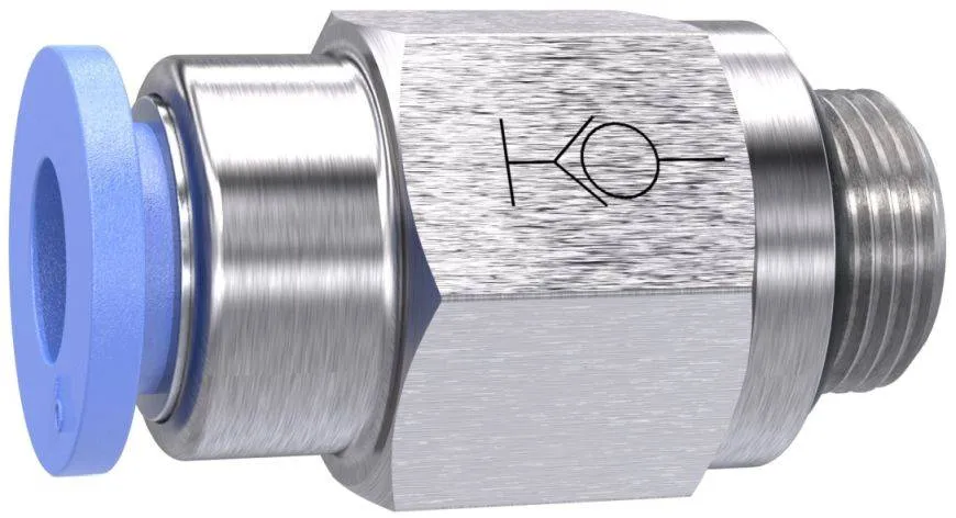 Cupla dreapta push-in cu supapa - filet cilindric exterior si O-ring