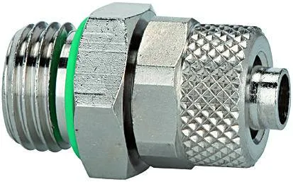 Cuple dreapte push-on cu filet cilindric exterior cu O-ring (FKM), alama nichelata