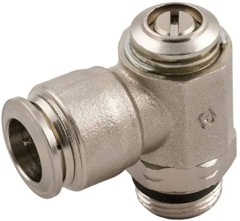 Drosel metalic cu filet ext. si conector push-in, reglaj cu surubelnita, droselizare filet - furtun