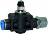 Drosel traseu - cupla push-in si filet conic exterior etansat cu PTFE - droselizare furtun - filet