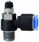 Drosel cu filet exterior R 1/2 si cupla push-in 12 mm, reglaj cu surub, droselizare furtun - filet