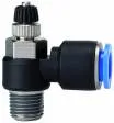 Drosel cu filet exterior conic si cupla push-in, reglaj cu surub, droselizare furtun - filet