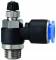 Drosel cu filet exterior M5 si cupla push-in 6 mm, reglaj cu surub, droselizare furtun - filet