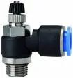 Drosel cu filet exterior cilindric si cupla push-in, reglaj cu surub, droselizare furtun - filet
