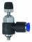 Mini drosel cu filet ext. M3 si cupla push-in 3 mm, reglaj cu surub, sens furtun - filet