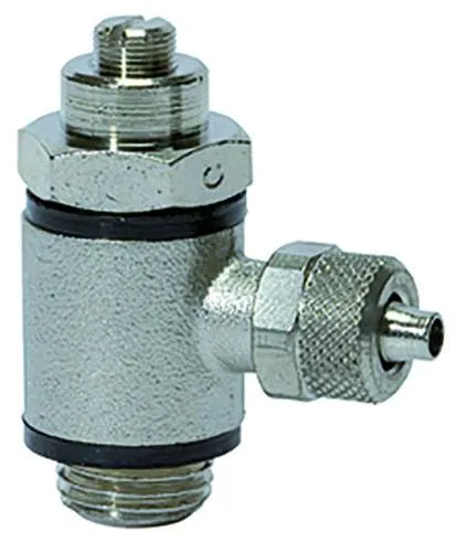 Drosel metalic cu filet ext. si conector push-on, reglaj cu surubelnita, droselizare filet - furtun