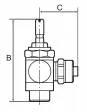 Drosel metalic cu filet cilindric exterior/interior, reglaj cu surub, droselizare furtun - filet