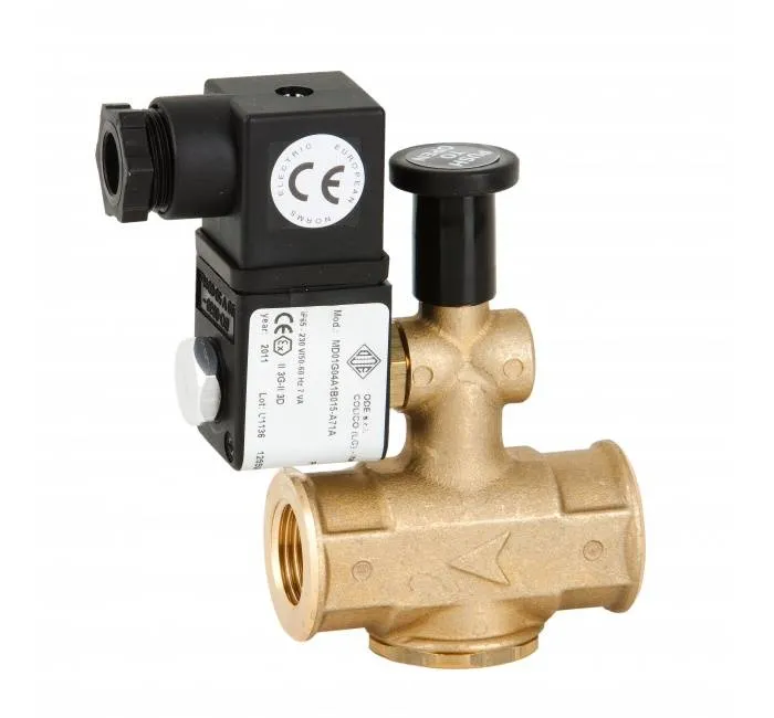 Electroventil pentru gaz, resetare manuala, normal deschis