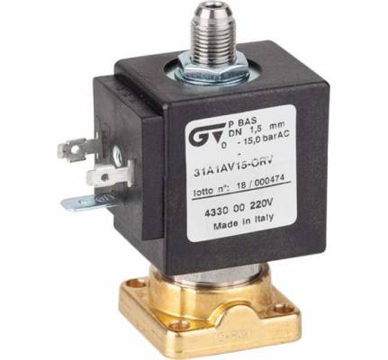Electroventil 3/2, baza plata, actionare directa, NC, filet G 1/8&QUOT;, bobina 24V AC - 50/60 Hz