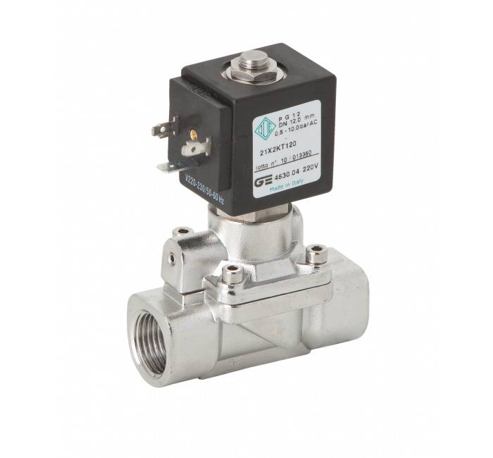 Electroventil 2/2 INOX, actionare pilotata, normal inchis