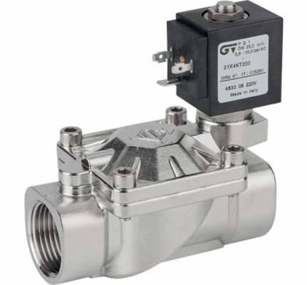 Electroventil 2/2 din inox, actionare pilotata, NO, filet G 1/2&QUOT;, bobina 12V DC