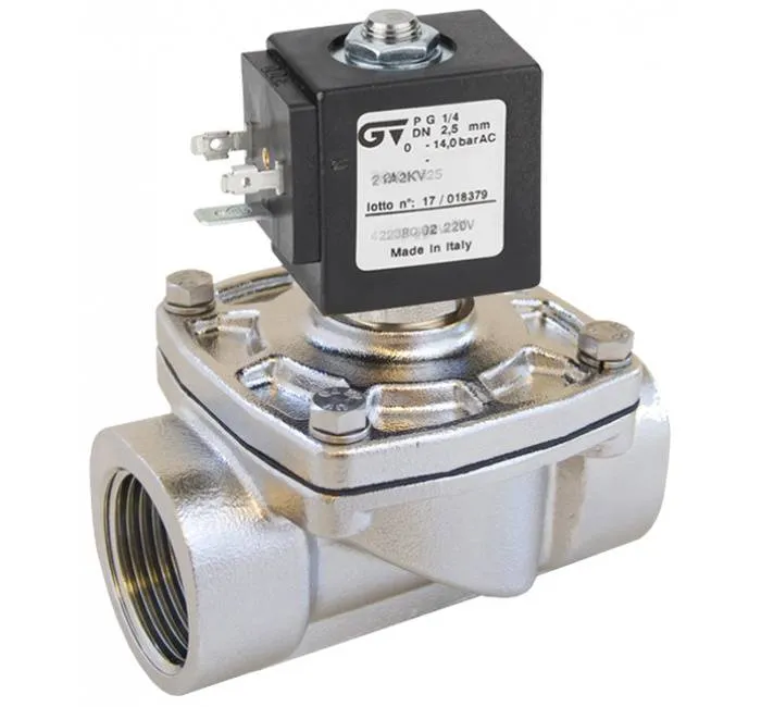 Electroventil 2/2 INOX, actionare mixta, normal inchis