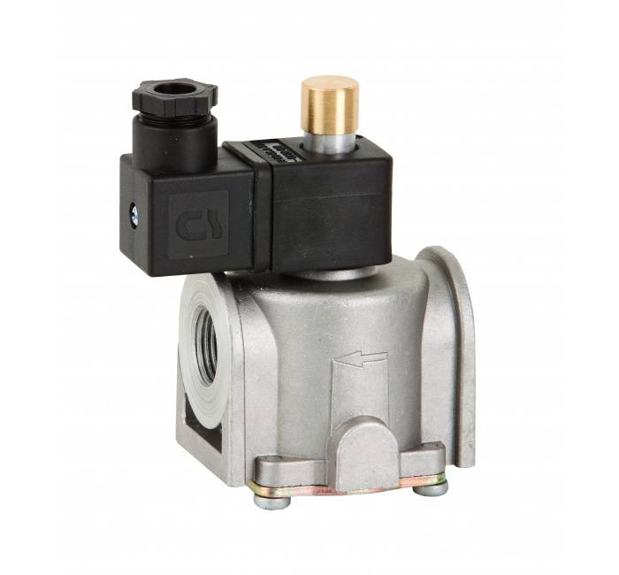 Electroventil pentru gaz, resetare manuala, normal deschis