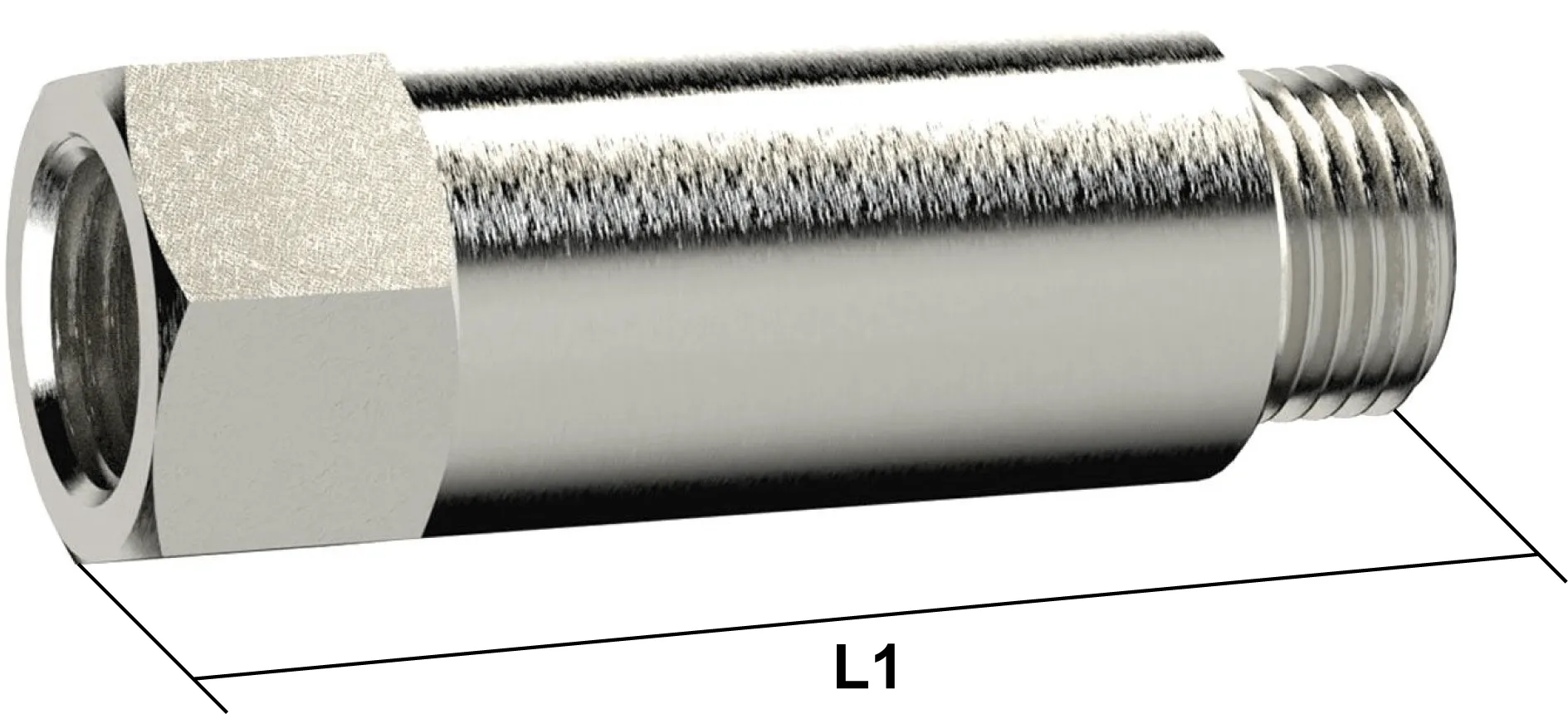 Extensii cu filet cilindric exterior - interior, din alama nichelata