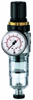 Filtru regulator cu pahar policarbonat, manometru si piulita panou, seria Heavy Duty Mini