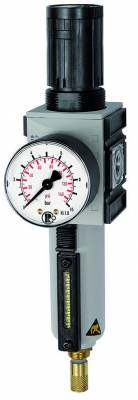 Filtru regulator cu pahar metalic si protectie pahar, include manometru, seria Future