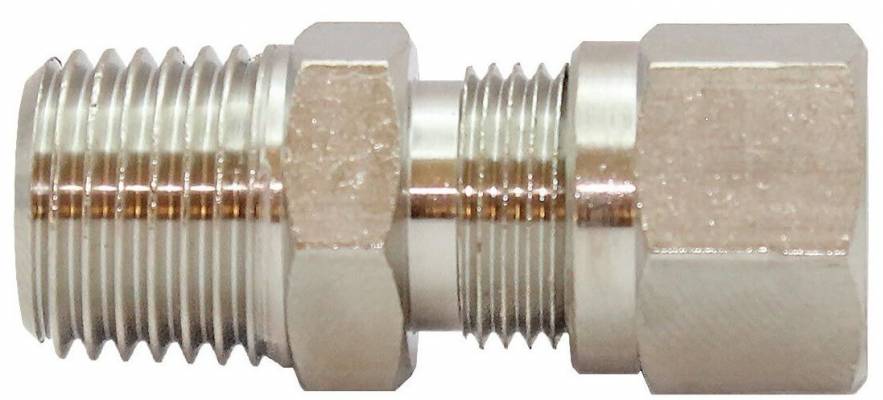Fiting drept cu filet exterior R 3/8&QUOT;, tub Ø10mm, 60bar, alama nichelata